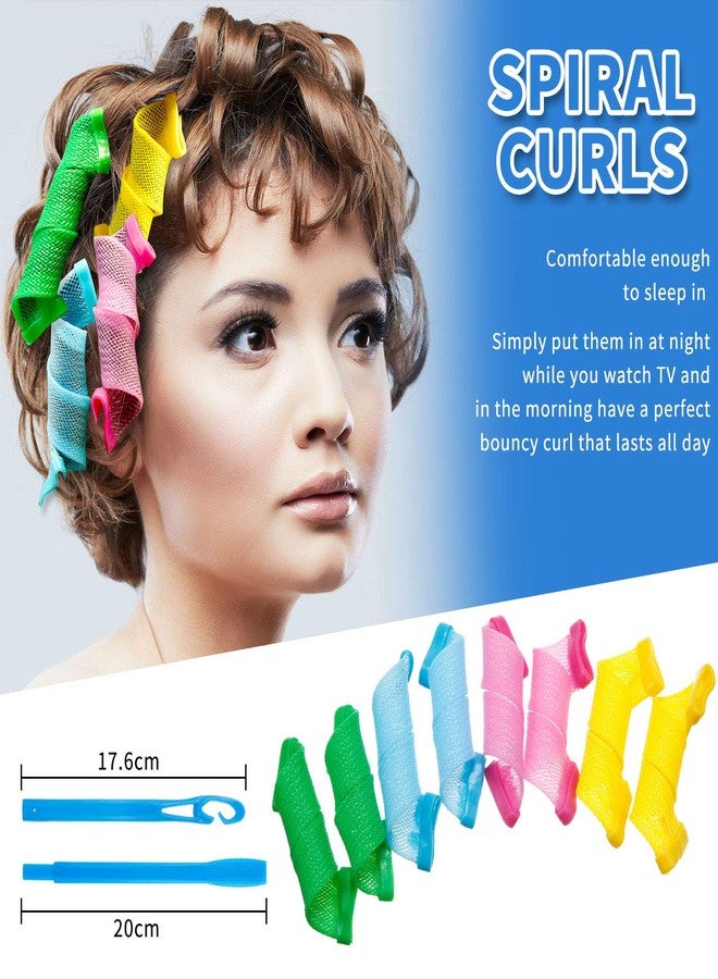 WILLBOND 28 Pieces Heatless Curlers No Heat Spiral Curls Hair Curlers Styling Kit with 2 Pieces Styling Hooks for Most Kinds of Hairstyles (Assorted Color, 15 cm) - Image 5