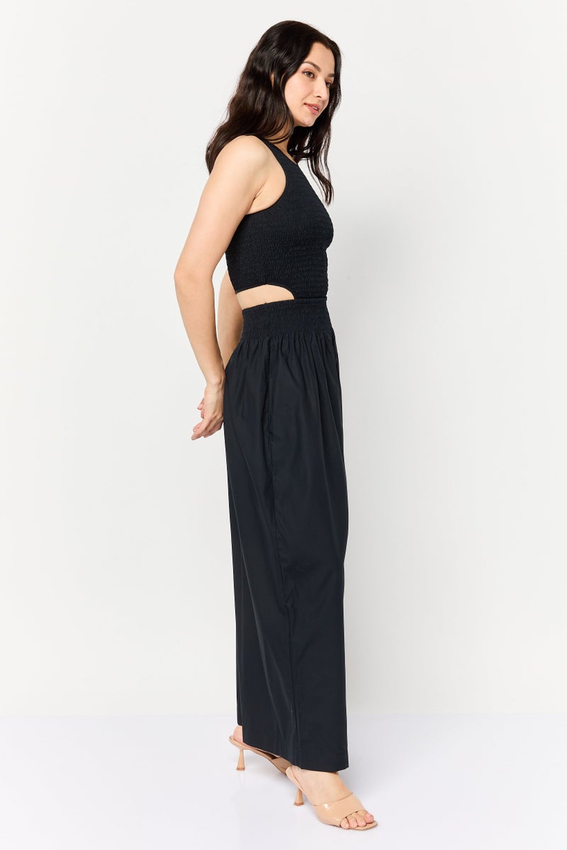 ESPRIT Women Textured Sleeveless Jumpsuit, Black - Image 3