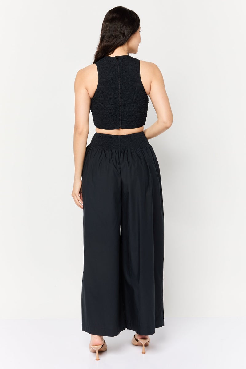 ESPRIT Women Textured Sleeveless Jumpsuit, Black - Image 2