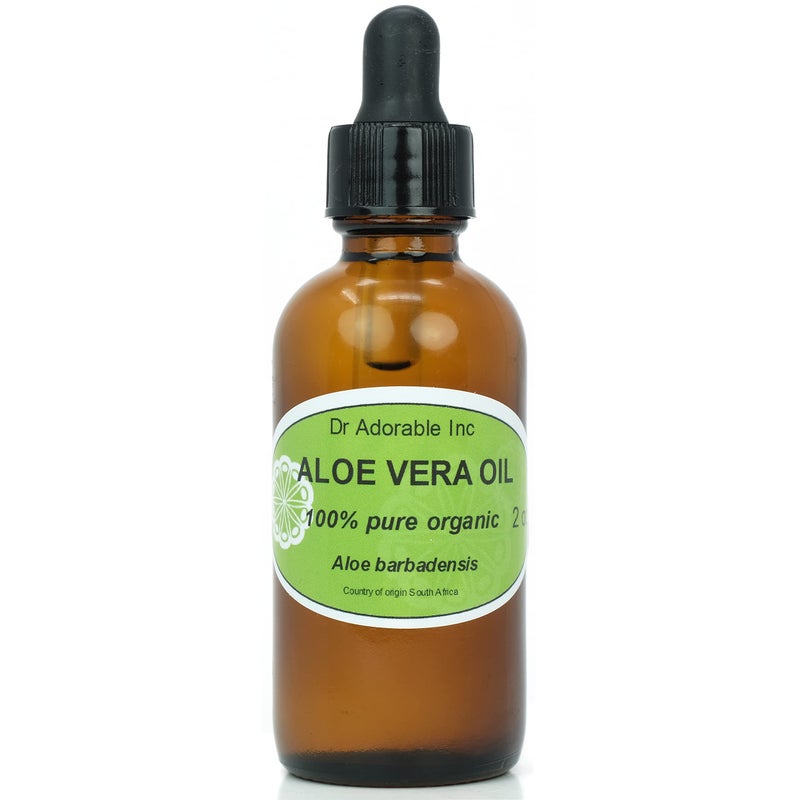 Dr Adorable Aloe Vera Oil Pure Natural 2 oz Amber Glass Bottle with Glass Dropper