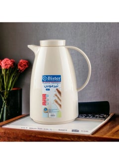 Vacuum Flask 1.0 Liter Plastic Body with White Glass Refill without ASBESTOS  Cream Color