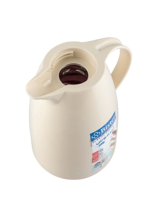 Bister - Vacuum Flask 1.0 Liter Plastic Body with White Glass Refill without ASBESTOS  Cream Color - Image 1