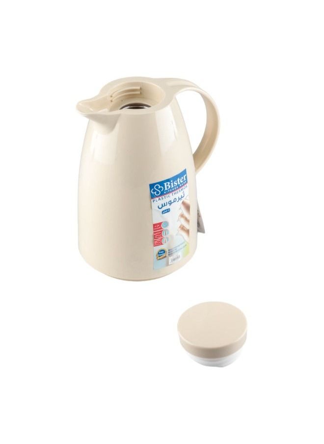 Bister - Vacuum Flask 1.0 Liter Plastic Body with White Glass Refill without ASBESTOS  Cream Color - Image 1
