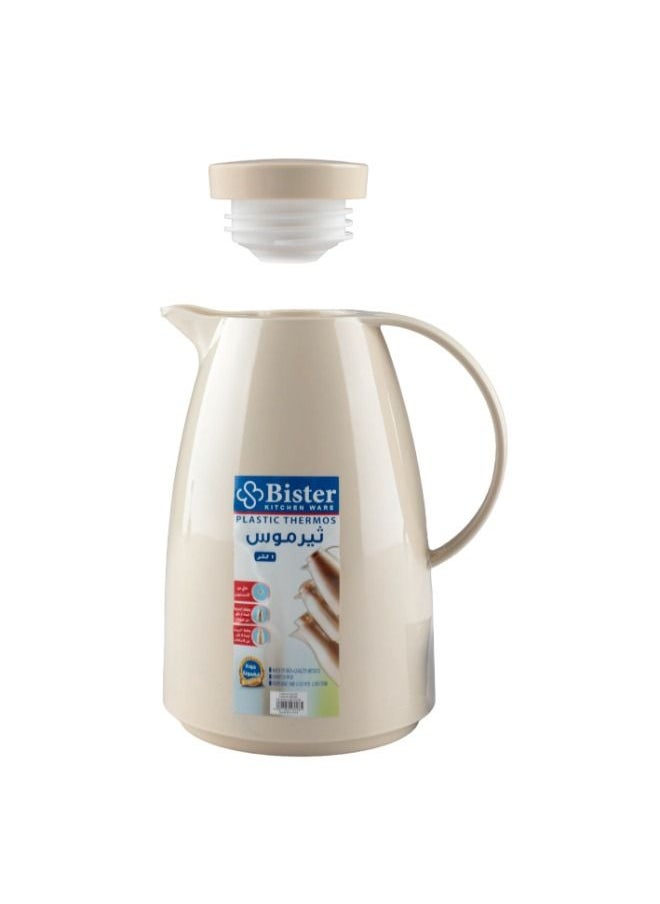 Bister - Vacuum Flask 1.0 Liter Plastic Body with White Glass Refill without ASBESTOS  Cream Color - Image 1