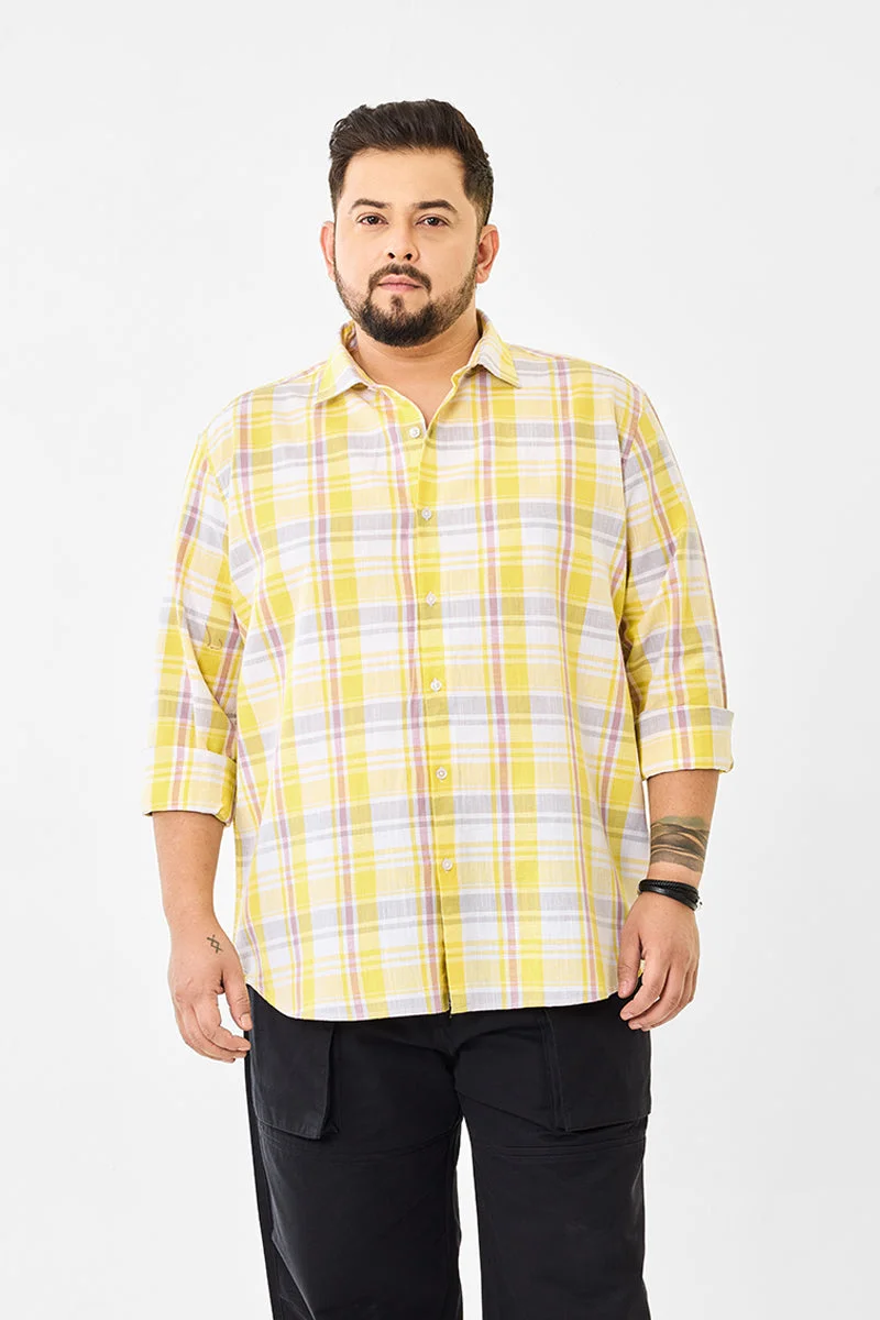 SNITCH Linen Blend Checks Plus Size Shirt
