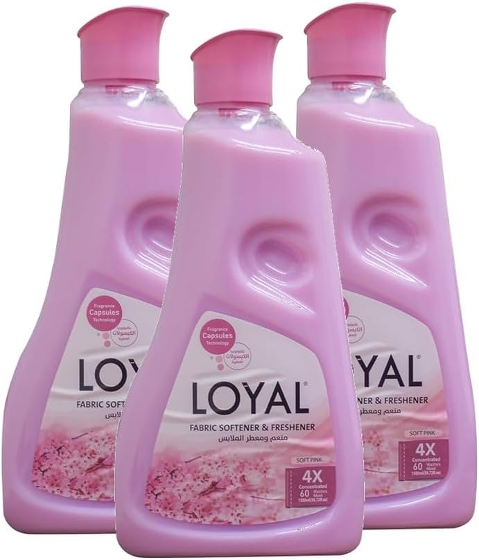 Loyal Fabric Softener & Freshener Concentrated, Soft Pink, 30 Washes 750ml x 3 - Image 1