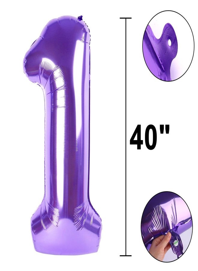 Kelfuoya 40 Inch 1 Balloon Purple Number Giant Large 10 12 13 15 Foil for Birthdays,Anniversaries Graduations, 10th 21th Birthday Decorations for Kids - Image 2