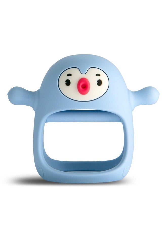 Smily Mia Smily Mia Baby Teething Toys for 0-6Months, Teethers for Babies 3-6Months | Penguin Teether | Hand Teether |Teething Mittens for Teething Relief, Baby Pacifier |New Born Essentials, Light Blue  - Image 1