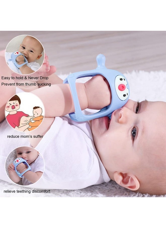 Smily Mia Smily Mia Baby Teething Toys for 0-6Months, Teethers for Babies 3-6Months | Penguin Teether | Hand Teether |Teething Mittens for Teething Relief, Baby Pacifier |New Born Essentials, Light Blue  - Image 4