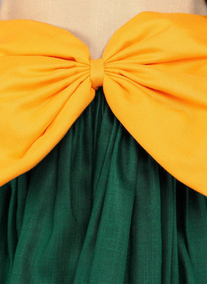 PinkChick Colourblocked Empire Bow Dress for Girls - Image 2