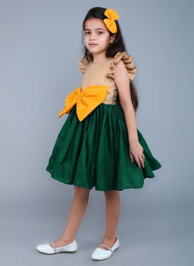 PinkChick Colourblocked Empire Bow Dress for Girls - Image 4