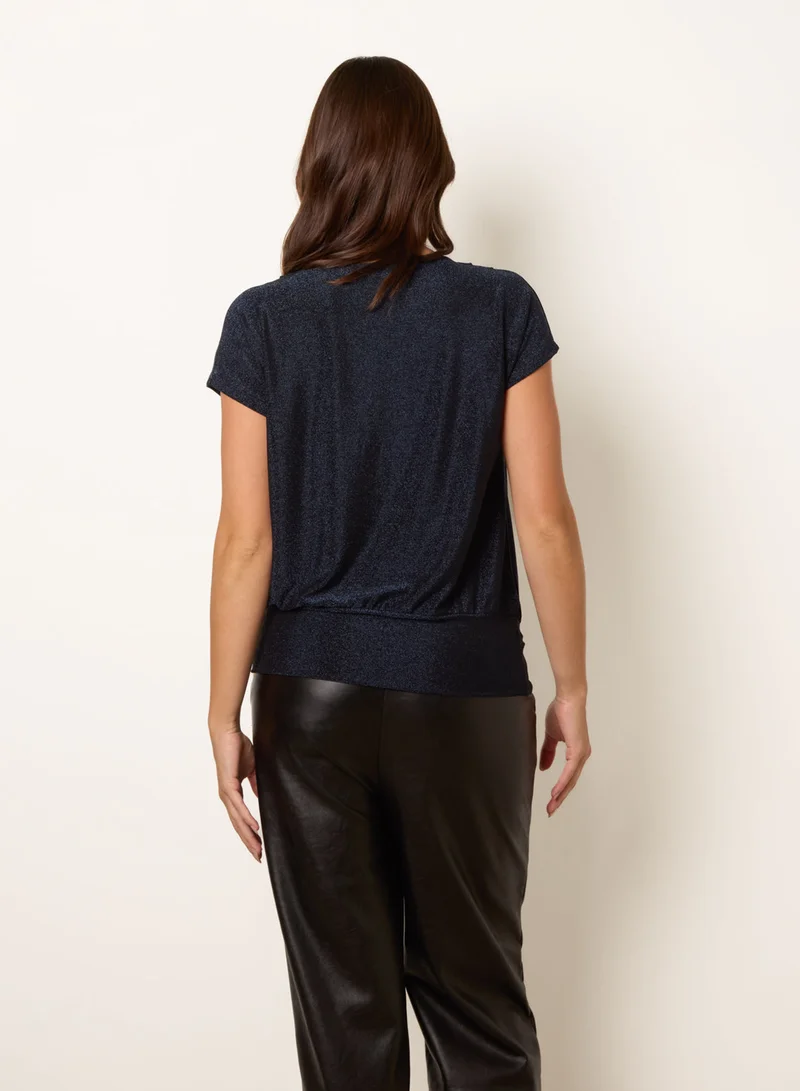 بلو فانيلا Cowl Neck Draped Top