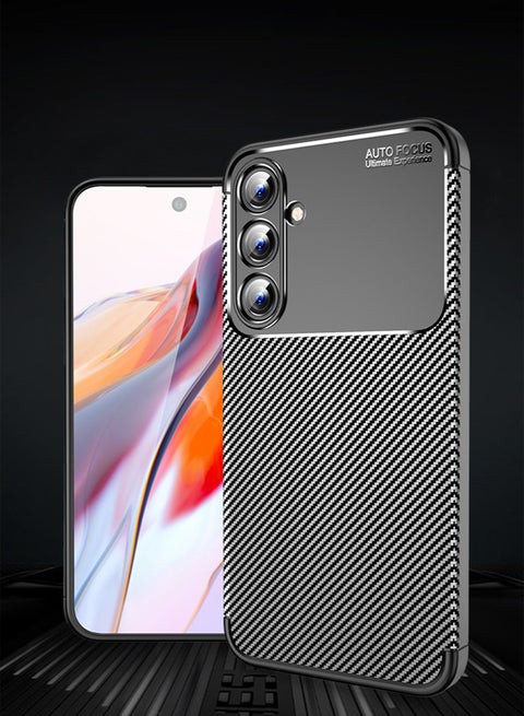 Samsung Galaxy A55 Case Cover, Flexible Shock-Absorbing TPU Protective Protector Cover and Slim Soft Cell Accessories Protective Gaxaly A55 Women Men Carbon Fiber Black