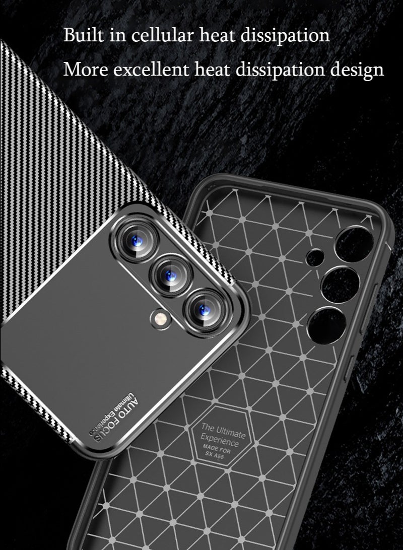 X-level Samsung Galaxy A55 Case Cover, Flexible Shock-Absorbing TPU Protective Protector Cover and Slim Soft Cell Accessories Protective Gaxaly A55 Women Men Carbon Fiber Black - Image 4