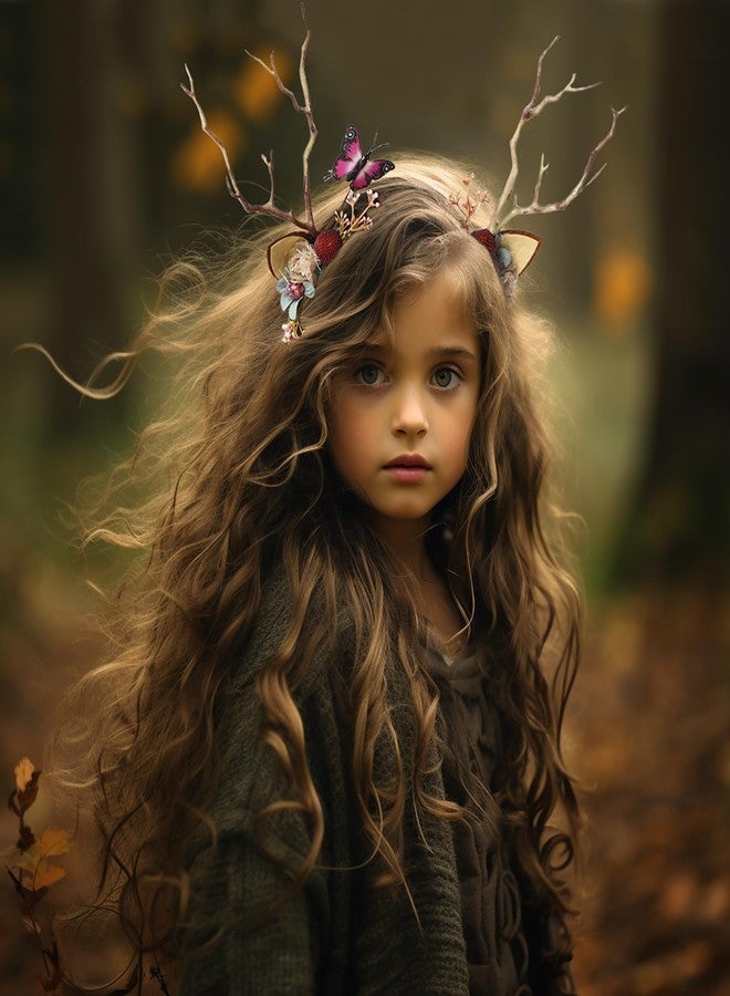 LLinfflr Deer Antler Cat Ear Headband with Flowers for Party Cosplay Costume - Image 5