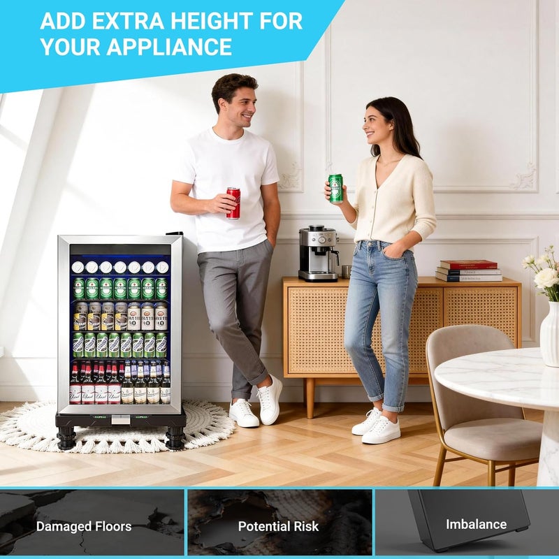 Nefish Mini Fridge Stand Universal Mobile Base Adjustable Refrigerator Stand with 4 Strong Feet Washing Machine Pedestal Multi-Functional Base for Dryer (Black) - Image 5