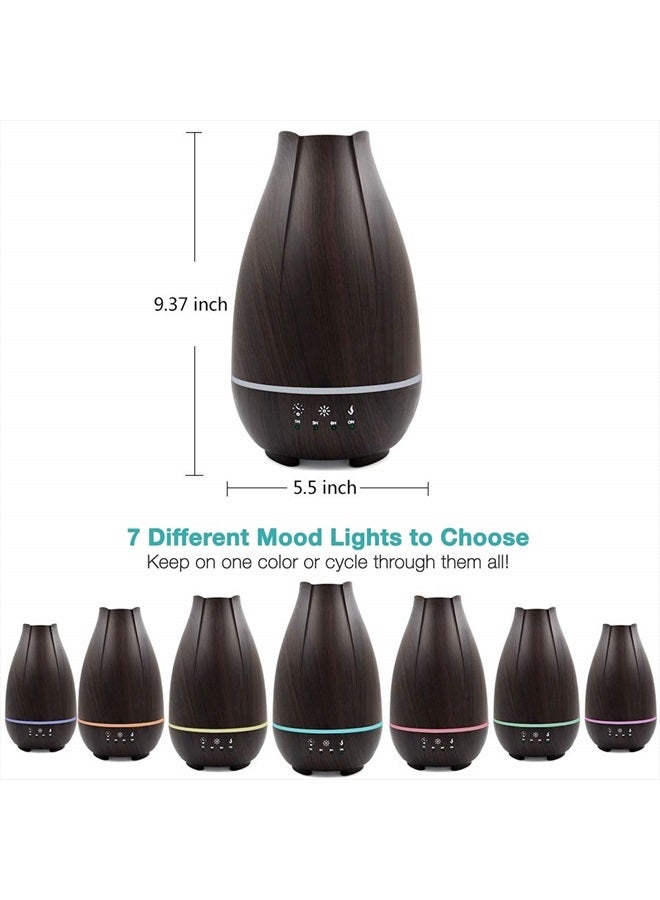 HealthSmart Essential Oil Diffuser, Cool Mist Humidifier and Aromatherapy Diffuser with 500ML Tank Ideal for Large Rooms, Adjustable Timer, Mist Mode and 7 LED Light Colors, Brown  - Image 4