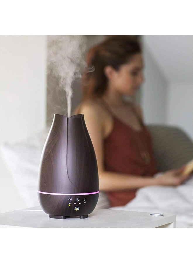 HealthSmart Essential Oil Diffuser, Cool Mist Humidifier and Aromatherapy Diffuser with 500ML Tank Ideal for Large Rooms, Adjustable Timer, Mist Mode and 7 LED Light Colors, Brown  - Image 3