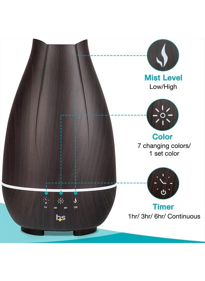 Essential Oil Diffuser, Cool Mist Humidifier and Aromatherapy Diffuser with 500ML Tank Ideal for Large Rooms, Adjustable Timer, Mist Mode and 7 LED Light Colors, Brown - pzsku/Z8D71213F918C4B3DFE21Z/45/_/1715636874/b9dab511-f156-44f8-9c44-c87ffbc066e9