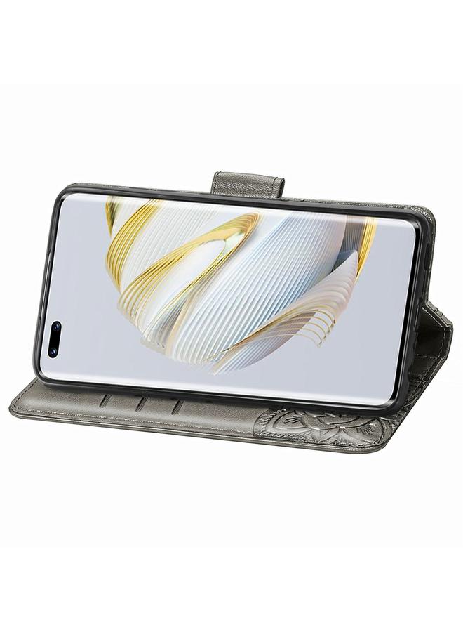 اس-توب جراب لهاتف Huawei Nova 10 Pro مصنوع من الجلد المنقوش بنقشة زهور الفراشة - Image 4