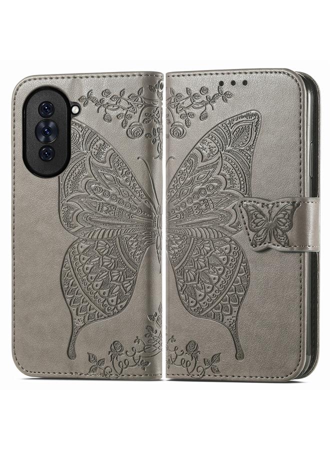 اس-توب جراب لهاتف Huawei Nova 10 Pro مصنوع من الجلد المنقوش بنقشة زهور الفراشة - Image 2