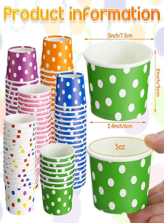 Zopeal 240 5 oz Ice Cream Cups Disposable Dessert Cups Polka Dot Ice Cream Bowls Paper Snack Cups for Birthday Easter Wedding Carnival Party Supplies for Sundae, Soup, Yogurt, Ice Cream - Image 3