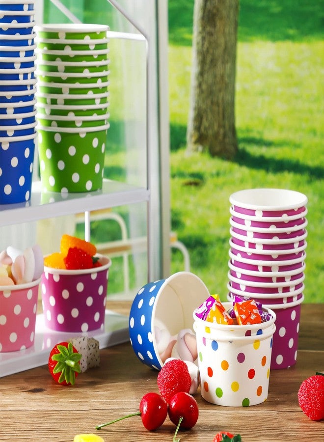 Zopeal 240 5 oz Ice Cream Cups Disposable Dessert Cups Polka Dot Ice Cream Bowls Paper Snack Cups for Birthday Easter Wedding Carnival Party Supplies for Sundae, Soup, Yogurt, Ice Cream - Image 4