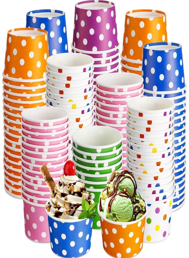 Zopeal 240 5 oz Ice Cream Cups Disposable Dessert Cups Polka Dot Ice Cream Bowls Paper Snack Cups for Birthday Easter Wedding Carnival Party Supplies for Sundae, Soup, Yogurt, Ice Cream - Image 1