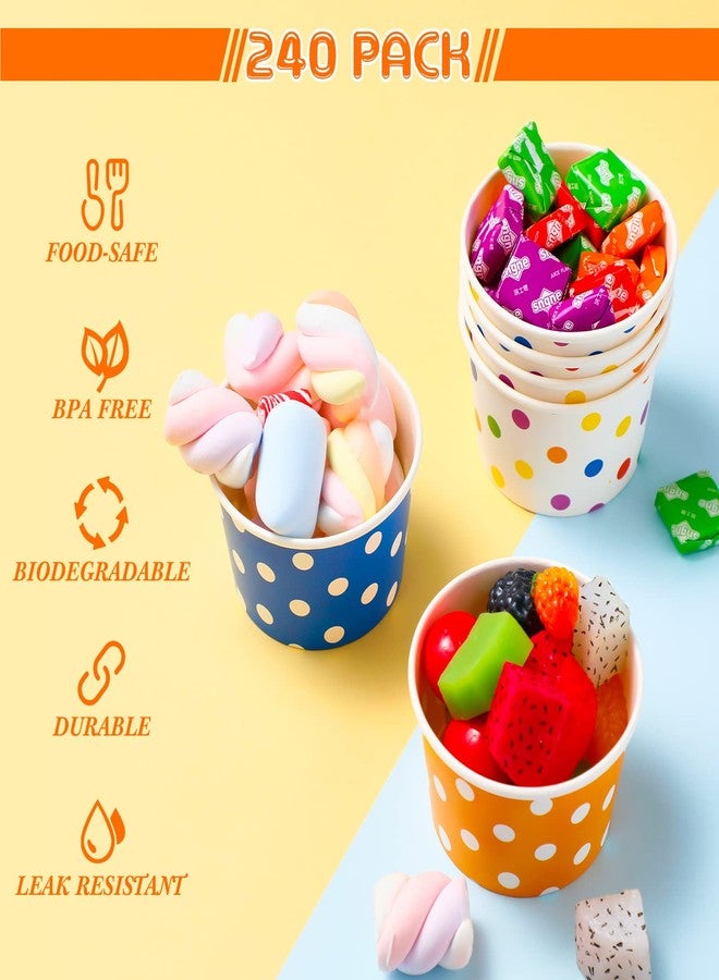 Zopeal 240 5 oz Ice Cream Cups Disposable Dessert Cups Polka Dot Ice Cream Bowls Paper Snack Cups for Birthday Easter Wedding Carnival Party Supplies for Sundae, Soup, Yogurt, Ice Cream - Image 5