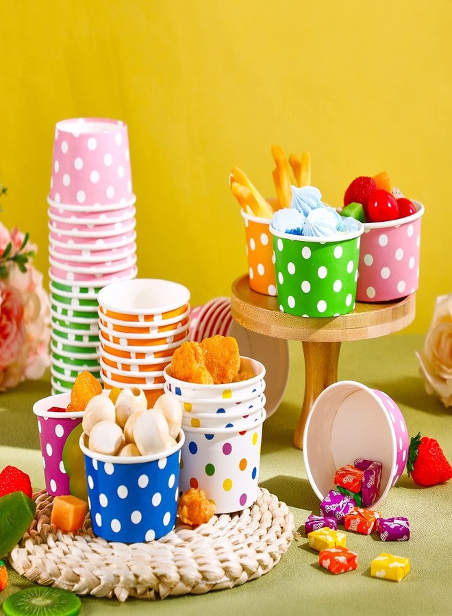 Zopeal 240 5 oz Ice Cream Cups Disposable Dessert Cups Polka Dot Ice Cream Bowls Paper Snack Cups for Birthday Easter Wedding Carnival Party Supplies for Sundae, Soup, Yogurt, Ice Cream - Image 2