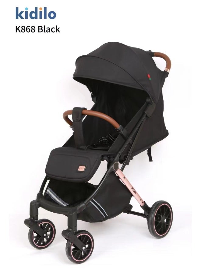 Kidilo kidilo Travel and Hiking Stroller, Lightweight and Easy to Fold - Black with bag  code (k868)  black 