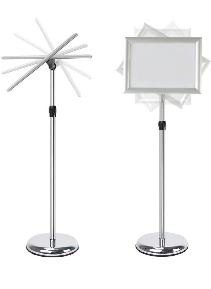 Generic - Adjustable Pedestal Sign Holder Poster Stand - 32.7 x 45cm Vertical and Horizontal Sign Stand Displayed Poster Holder - Round Base Sign Stands for Display,Advertisement and Outdoor Sign Holder - Silve - Image 1