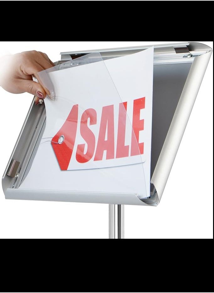 Generic - Adjustable Pedestal Sign Holder Poster Stand - 32.7 x 45cm Vertical and Horizontal Sign Stand Displayed Poster Holder - Round Base Sign Stands for Display,Advertisement and Outdoor Sign Holder - Silve - Image 1