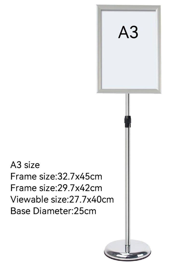 Generic - Adjustable Pedestal Sign Holder Poster Stand - 32.7 x 45cm Vertical and Horizontal Sign Stand Displayed Poster Holder - Round Base Sign Stands for Display,Advertisement and Outdoor Sign Holder - Silve - Image 1