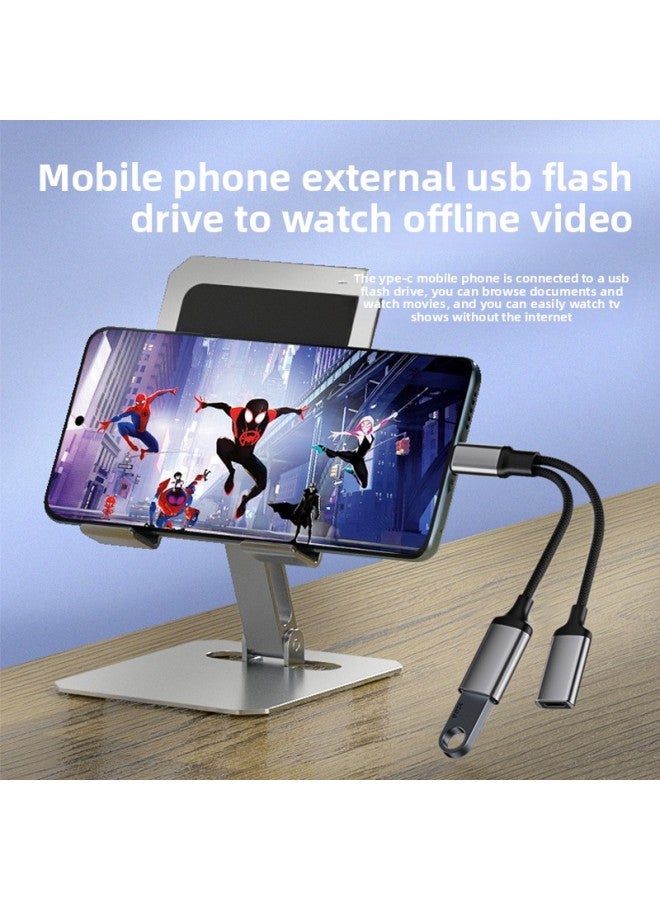 Applicable Type-c Two-in-one Adapter OTG Multi-function U Disk Mouse Card Reader Ipadpro Adapter 60W-Interface Form:TYPE-C To USB Type-c/PD10W/5V2A/PD Protocol Chip Cloth Patch Cord, (black, Silver, Gray) Color,  - Image 5