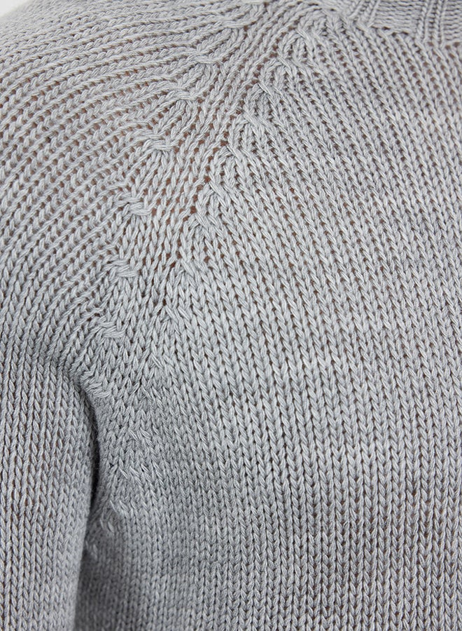 trendyol Gray Slim Fit Half Turtleneck Raglan Sleeve Plain Basic Knitwear Sweater  - Image 4