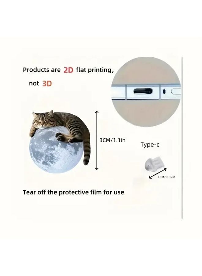 Cute Moon Cat Acrylic Dustproof Plug For IOS Smartphones PMMA Material 1pc - Image 3