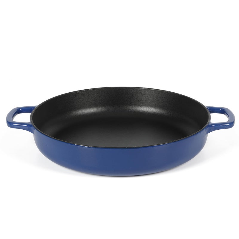 Sur La Table Kitchen Essentials Supper Club 3.75 Quart Enamel Cast Iron All In One Multi-Purpose Non-Toxic Nonstick Braiser Pan W/Borosilicate Glass Lid - Blue - Image 5