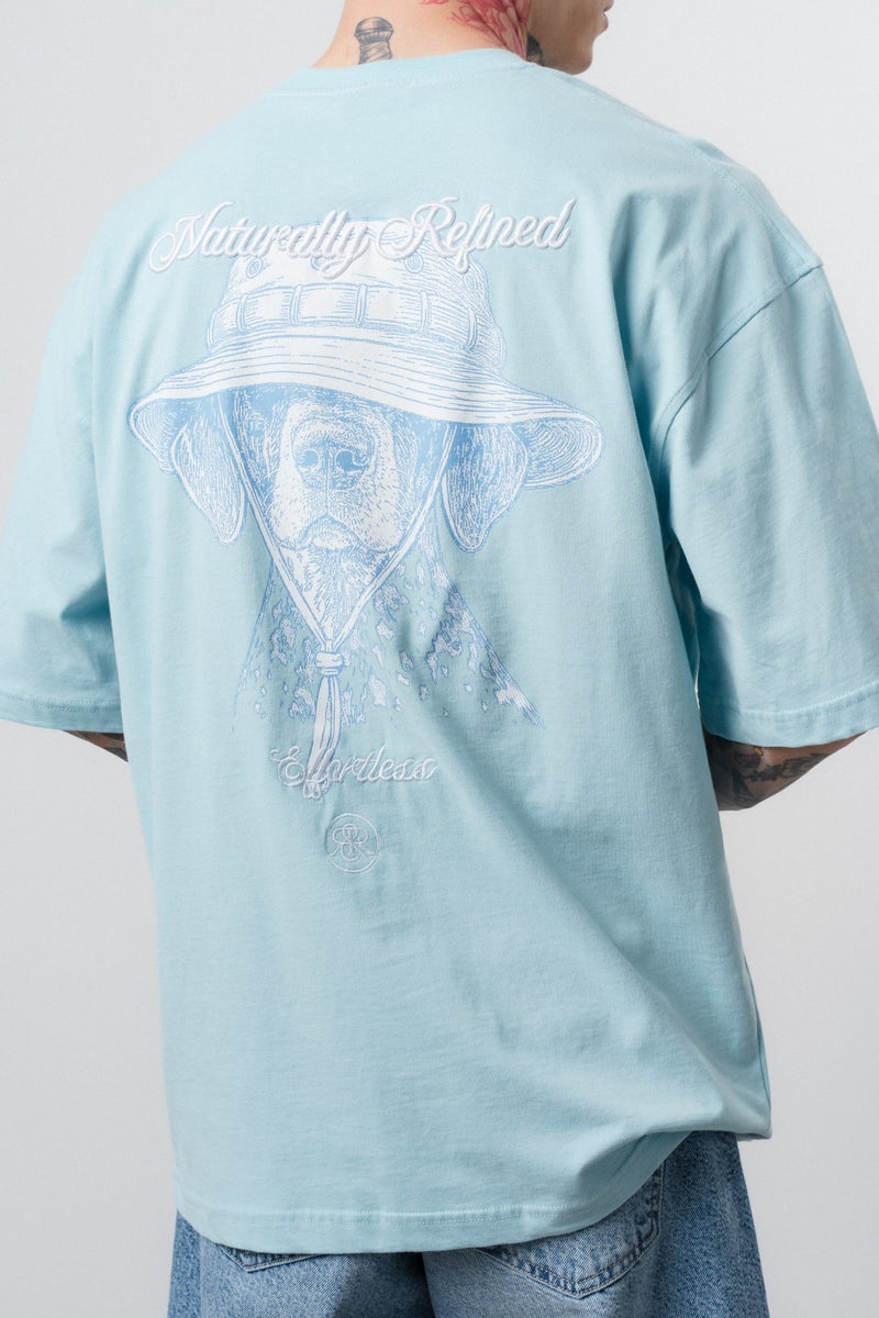 RESPIRE Men's Refined Printed Oversize T-Shirt Baby Blue - Image 5