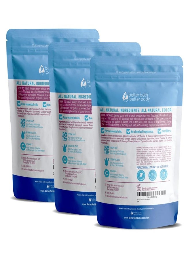 Better Bath Better Body Dry Skin Bath Salt (3 Pack with Scoop) Skin Soothing Epsom Salt with Pure Essential Oils in BPA Free Pouch with Press Lock Seal Made in USA Three 2 Lbs Pouches 6 Lbs Total - Image 2