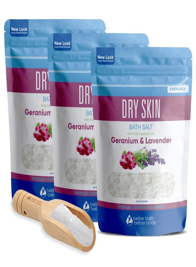 Better Bath Better Body Dry Skin Bath Salt (3 Pack with Scoop) Skin Soothing Epsom Salt with Pure Essential Oils in BPA Free Pouch with Press Lock Seal Made in USA Three 2 Lbs Pouches 6 Lbs Total - Image 1