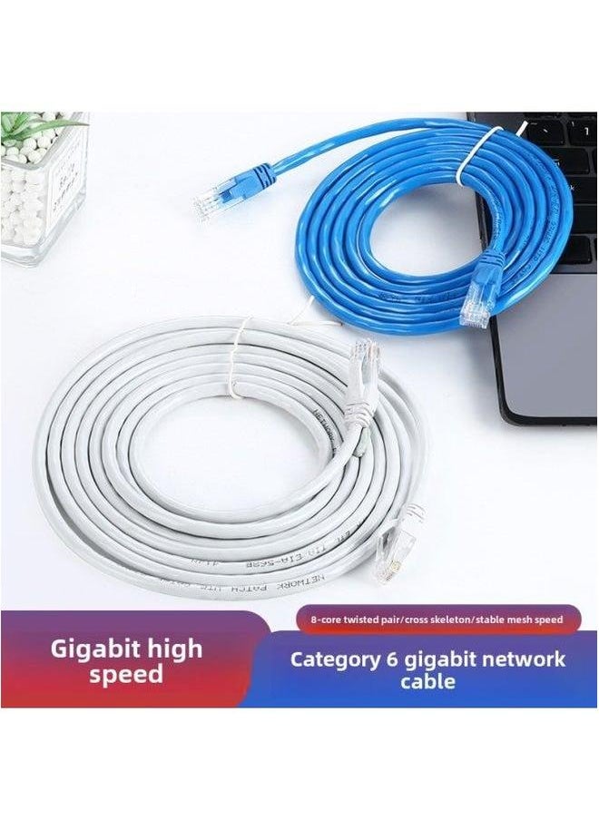 Generic Six Types Of Gigabit Network Cable Router Cat6 Finished Jumper 1 Meter Computer High-speed Broadband Cable-Color:Blue-Line Length:50m  - Image 1