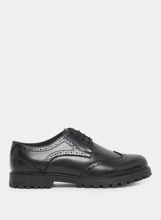 ستايلي Styli Plain Wingtip Lace-Up Brogue Shoes