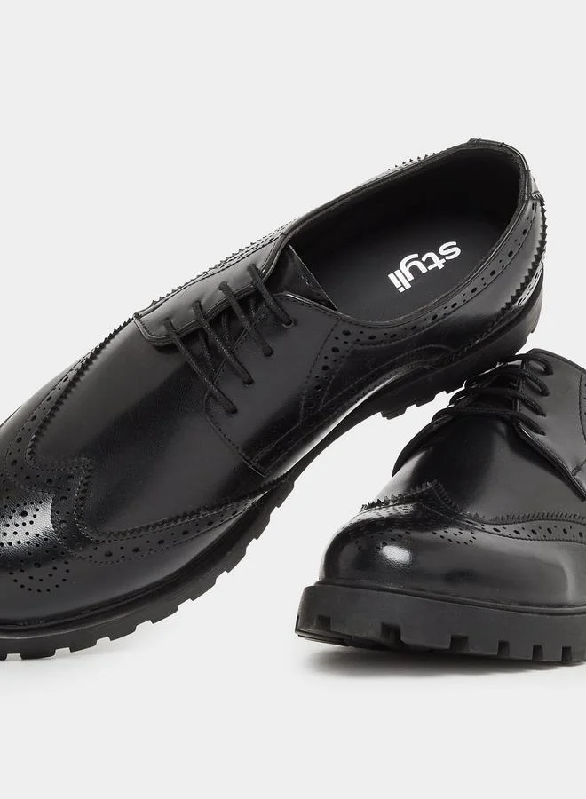Styli Styli Plain Wingtip Lace-Up Brogue Shoes