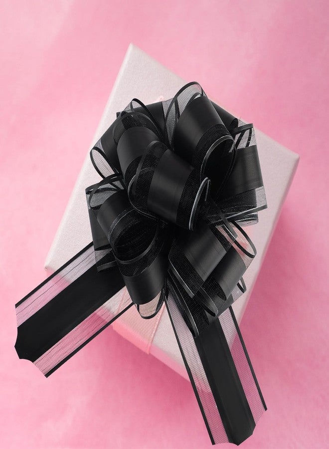 Motroce 6 PCS 6 Inches Large Pull Bows Gift Wrapping Pull Bow Ribbon Pull BowsI for Christmas Wedding Baskets Valentine's Day Bows Ribbon Bow for Gift Wrapping (Black - Image 4