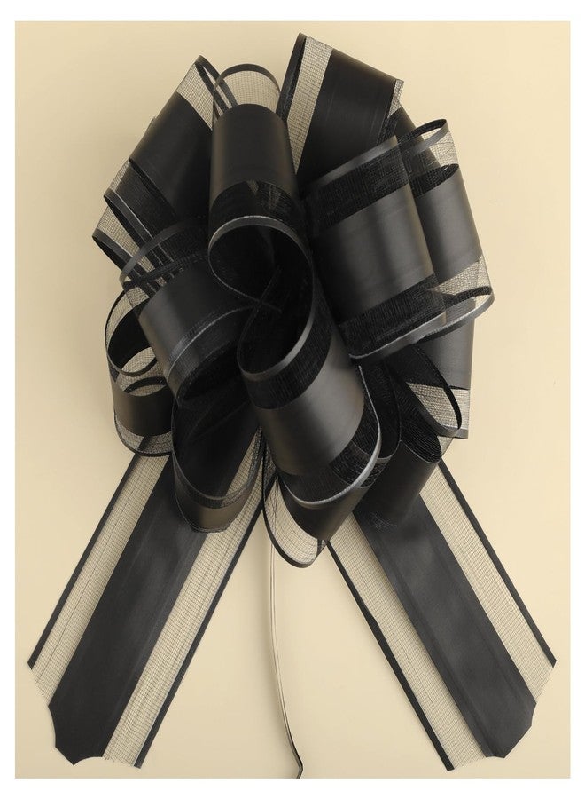 Motroce 6 PCS 6 Inches Large Pull Bows Gift Wrapping Pull Bow Ribbon Pull BowsI for Christmas Wedding Baskets Valentine's Day Bows Ribbon Bow for Gift Wrapping (Black - Image 1