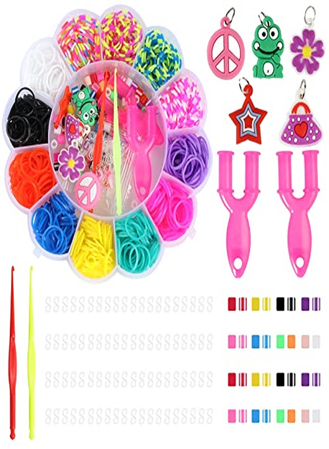 Loom Bands Set, Loops Rubber Bracelets Make Your Own Kids Rubber Bracelet DIY Rubber Bracelets, 600 Pieces 12 Colours  - Image 1