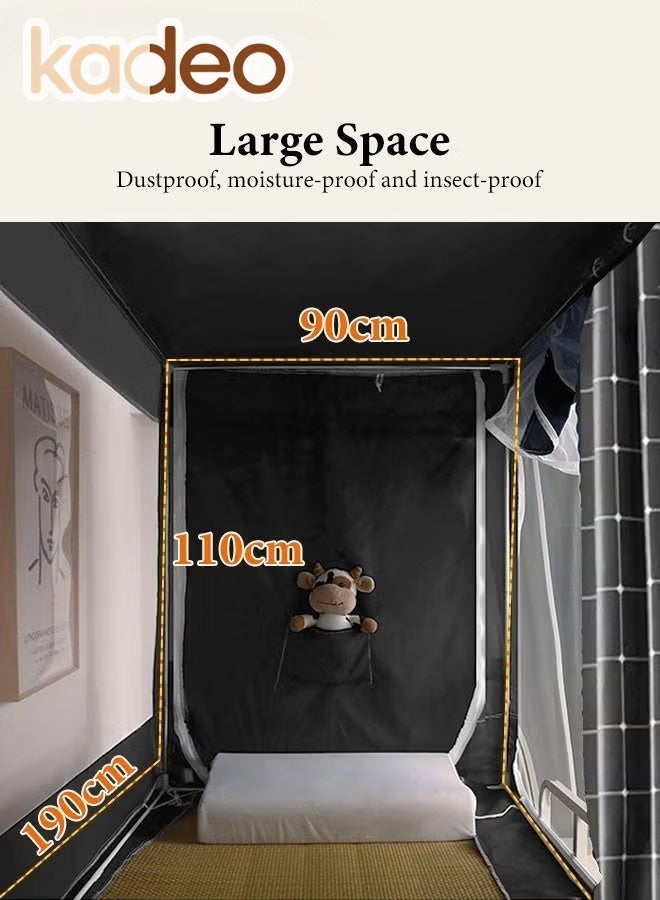 kadeo Dorm Bunk Bed Curtains, Breathable Single Sleeper Bed Canopy Tents, Blackout Bed Tent Curtain with Mosquito Net and Bracket, Unisex Student Sleep Privacy Protection190*90*110CM - Image 2