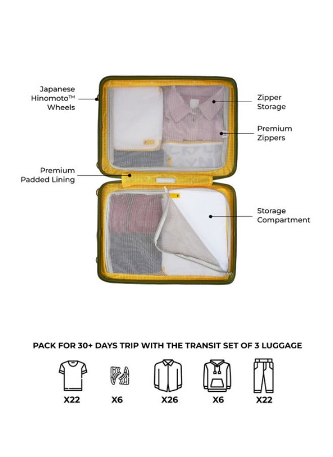 Mokobara - MOKOBARA The Transit Set of 3 Luggage Polycarbonate Cabin Check-in Large Hardsided Suitcase With Built In Tsa Lock Travel Suitcase (White) - Image 1