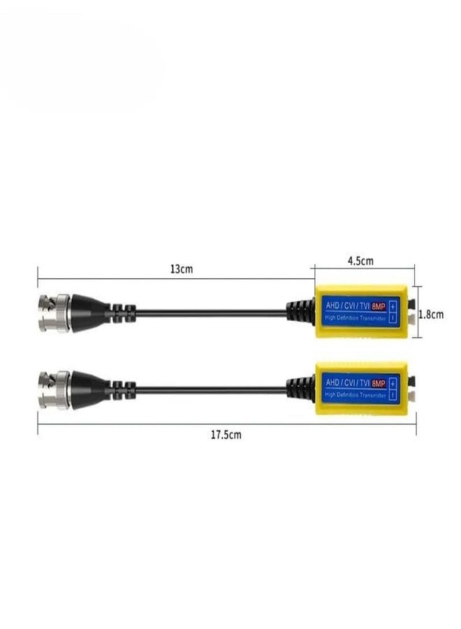 DY TOOLS Video Balun | 8MP (Pack of 1), 4K Passive HD BNC Video Balun Transceiver Transmitter Via Rj45 Cable AHD/TVI/CVI/CVBS for Full HD CCTV DVR Security Surveillance Camera System (Yellow, 1 Pair) - Image 2